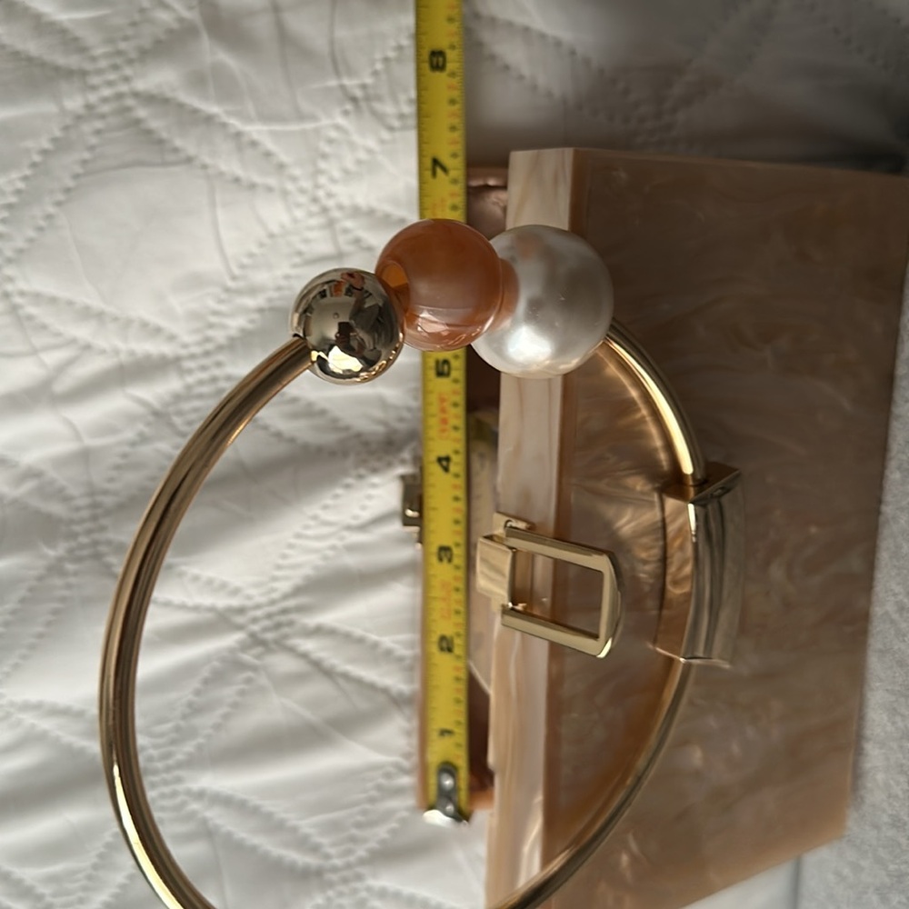 Resin clutch bag with metal beaded handle - Picture 9 of 9